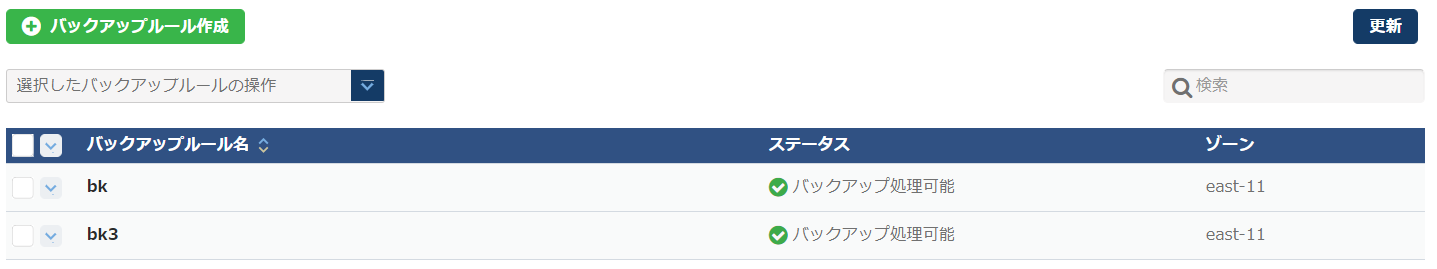 バックアップ一覧
