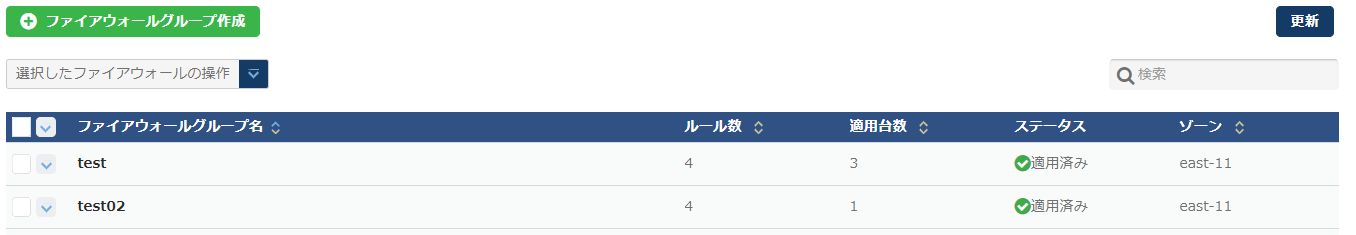 ファイアウォール一覧