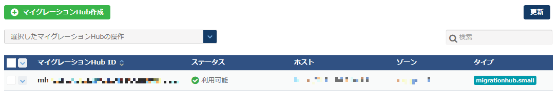 マイグレーションHubの一覧