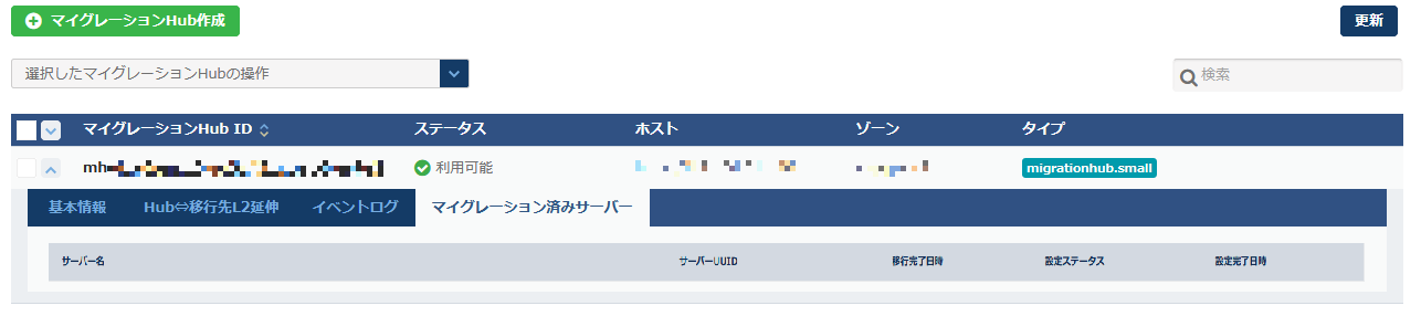 マイグレーション済みサーバー