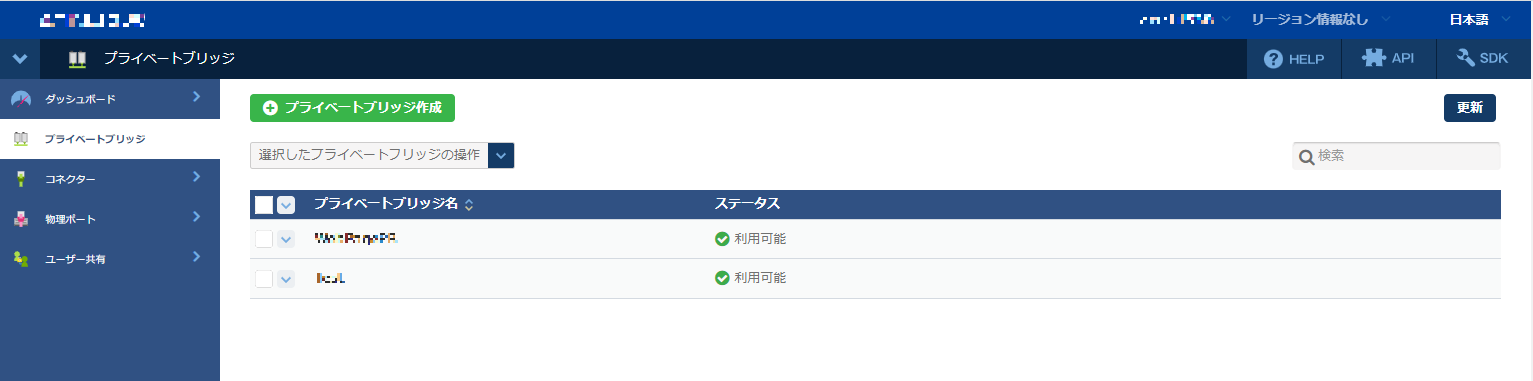 プライベートブリッジの一覧